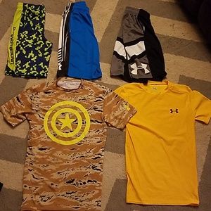 Boys youth medium lot shorts shirts.